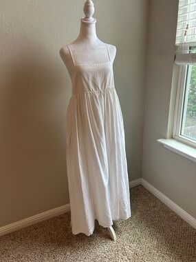 ASSEMBLY LABEL Seraphina Seersucker White Linen Dress Maxi Coastal Cowgirl 8